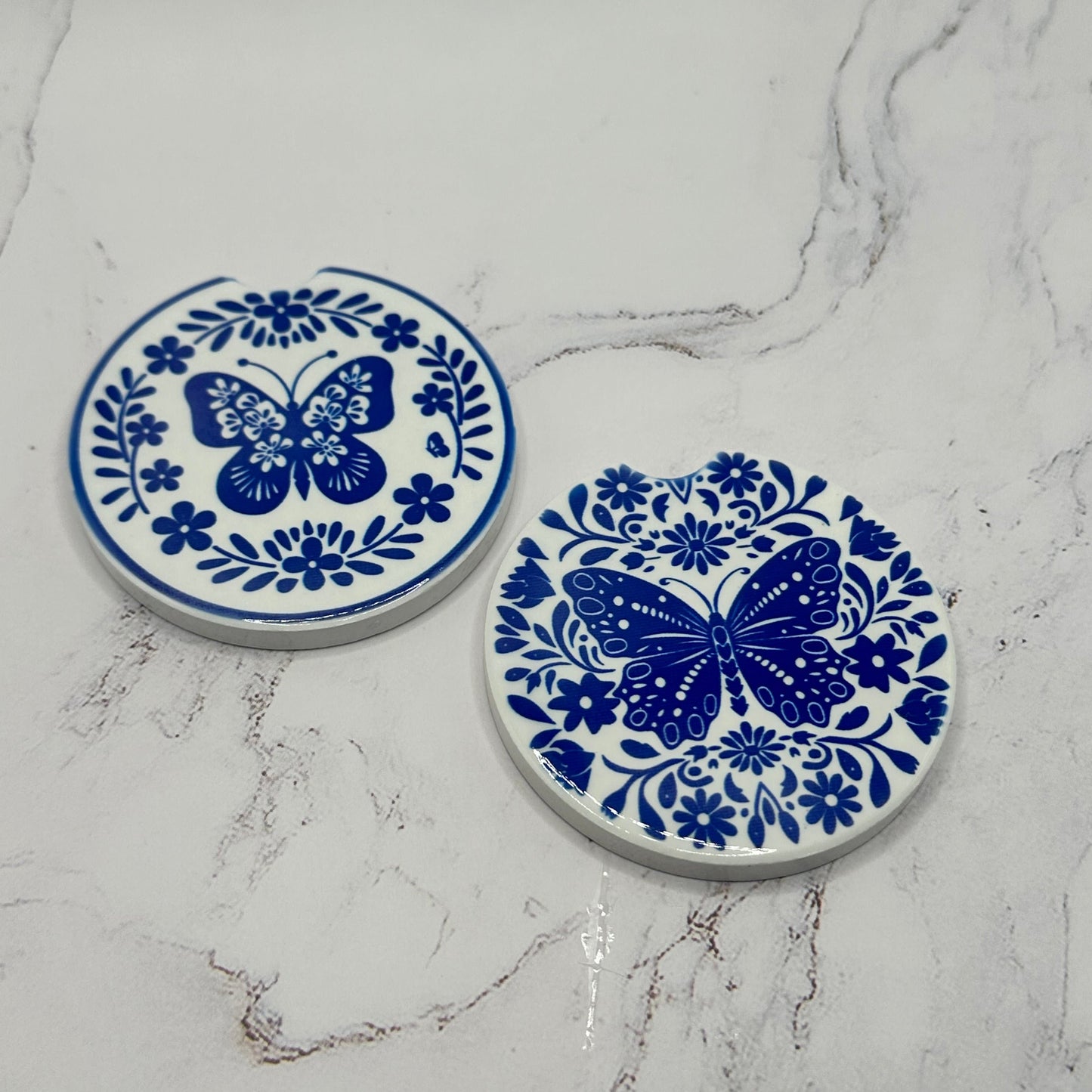 Talavera Inspired Car Coaster - Butterflies